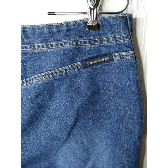 Abercrombie & Fitch Women’s Sz 6 Blue Jeans Mid Rise Wide Leg Vtg Metal Buttons - Picture 5 of 7